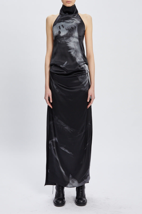 RUT HIGHNECK OPEN BACK MAXI DRESS BLACK/GREY