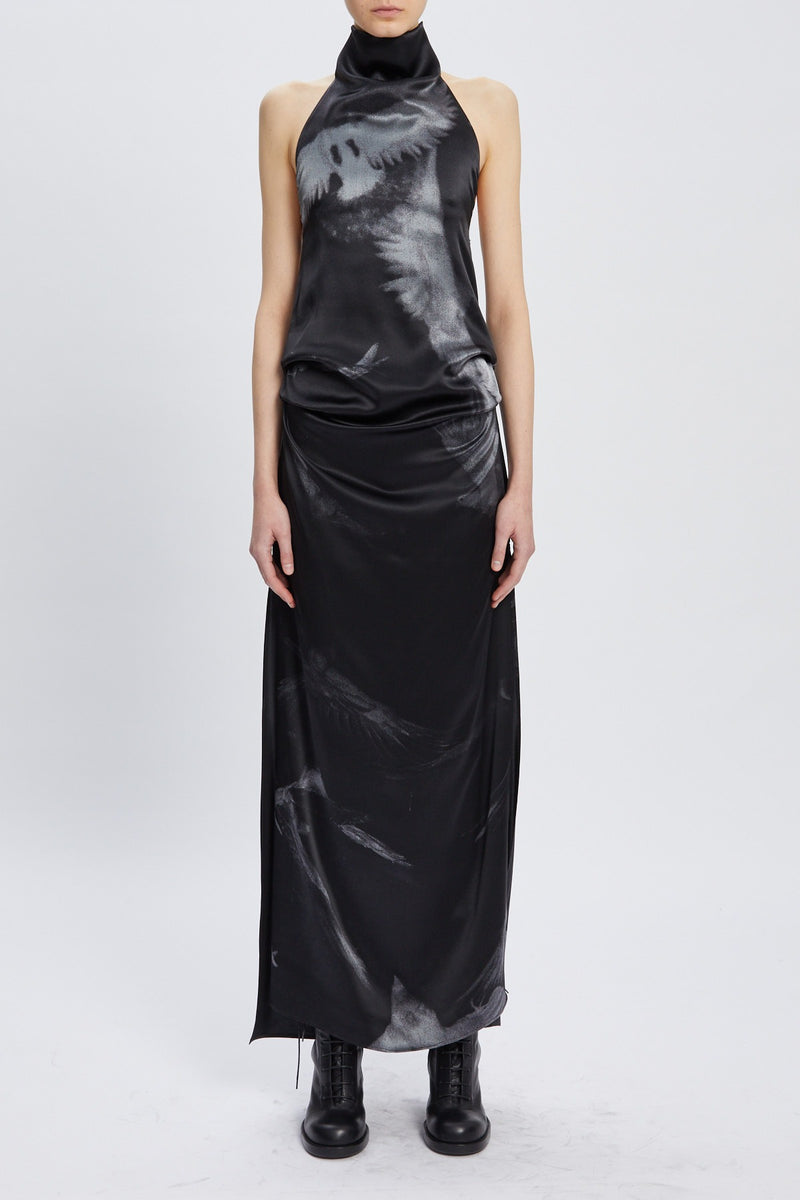 RUT HIGHNECK OPEN BACK MAXI DRESS BLACK/GREY