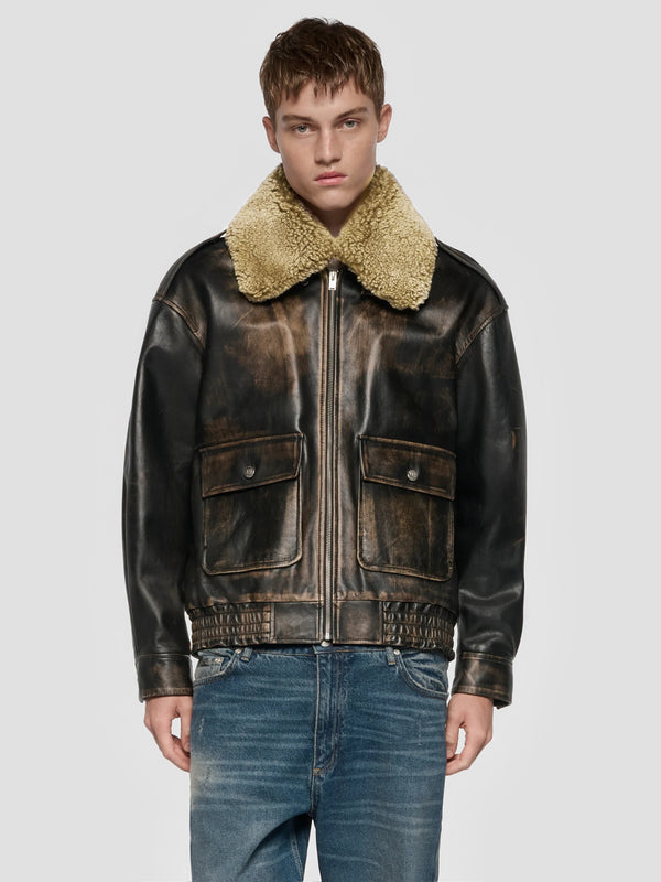 LEATHER AVIATOR JACKET