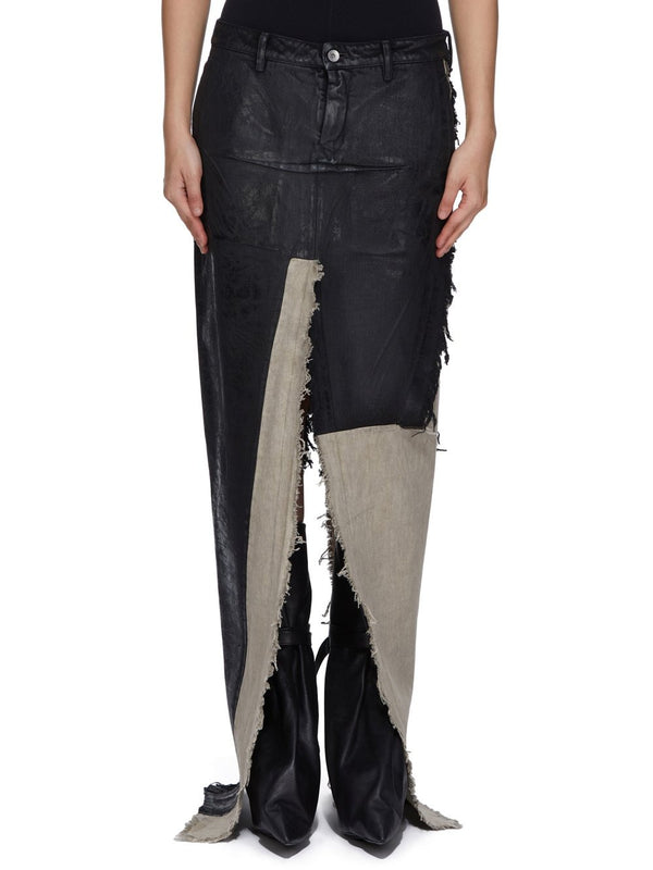DENIM SLICED SKIRT BLACK/NATURAL