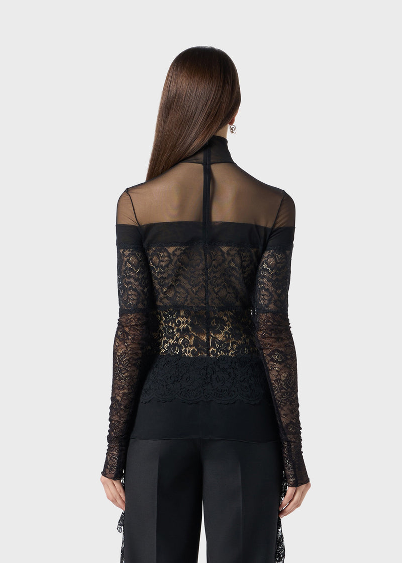TULLE BLOUSE WITH SCALLOPED LACE