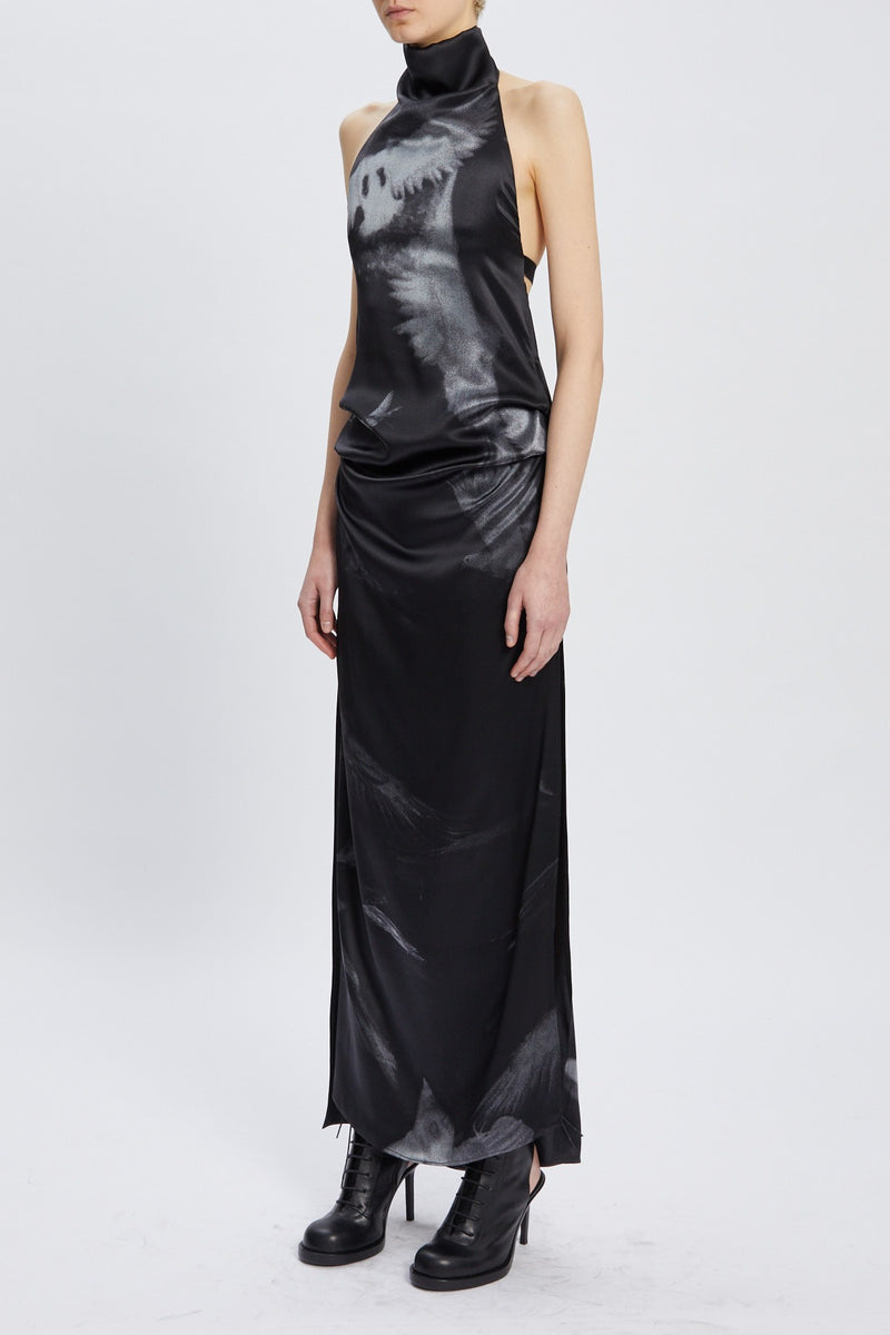 RUT HIGHNECK OPEN BACK MAXI DRESS BLACK/GREY