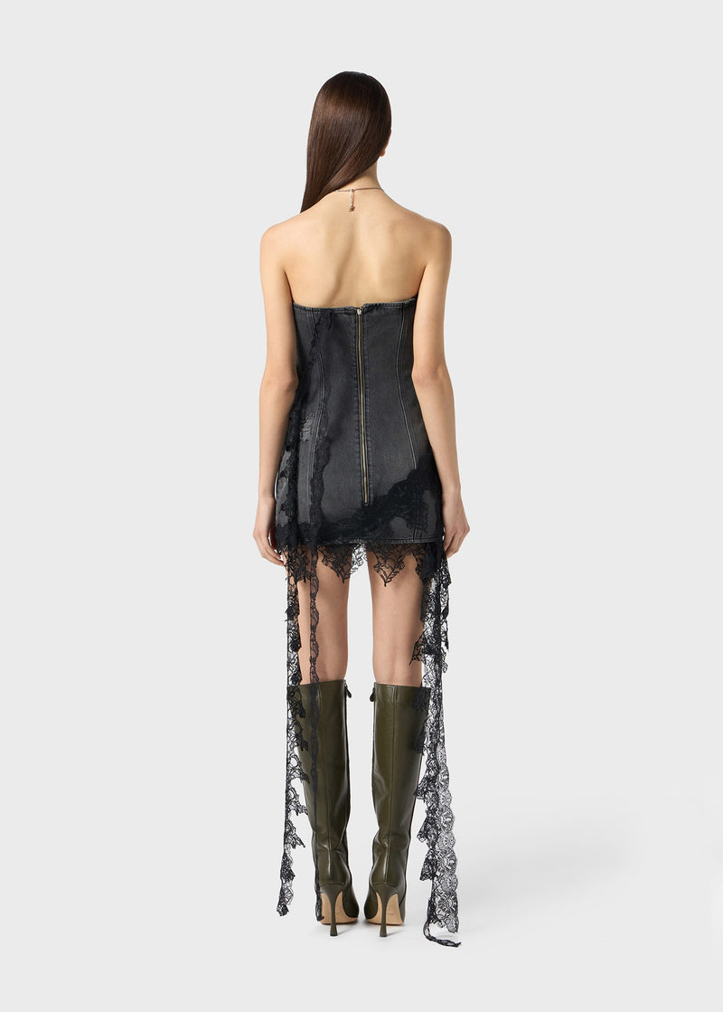 MINI DENIM DRESS WITH LACE