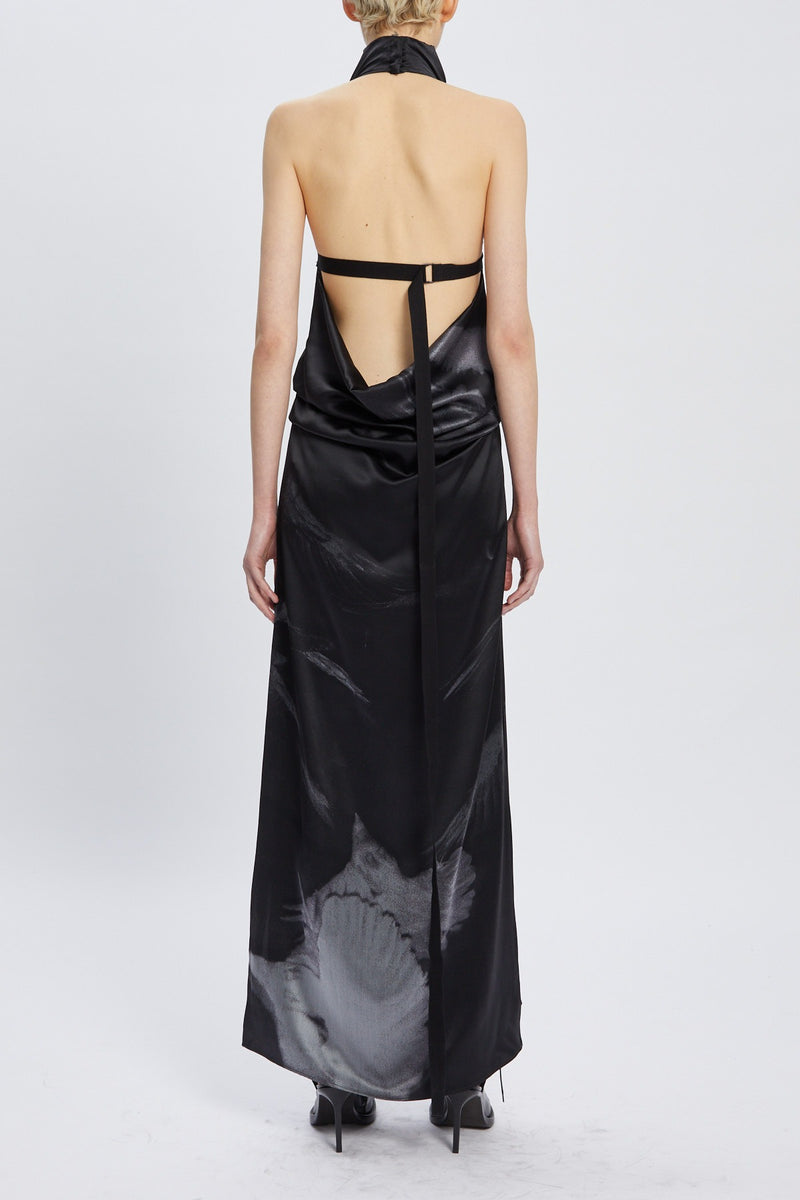 RUT HIGHNECK OPEN BACK MAXI DRESS BLACK/GREY