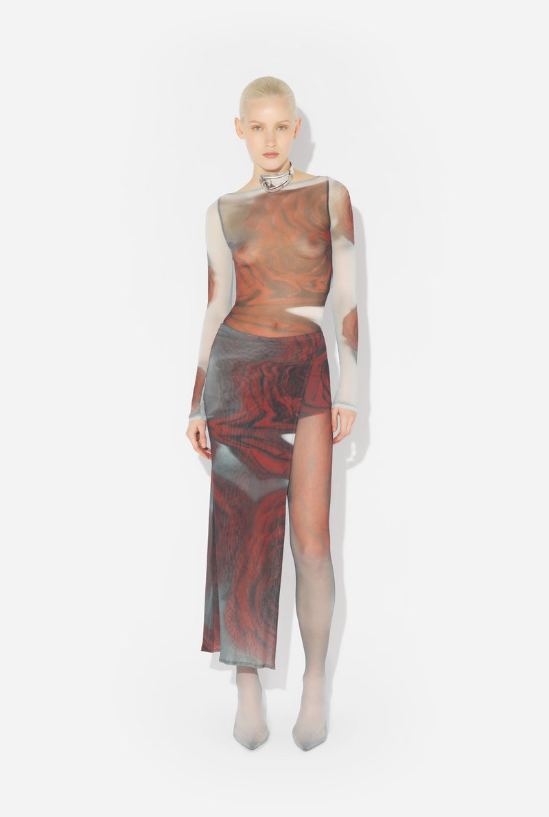 MESH MINI SHORT W/ SKIRT "BLURRY ROSES"