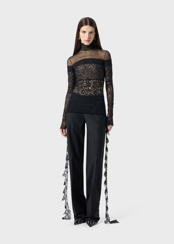 TULLE BLOUSE WITH SCALLOPED LACE