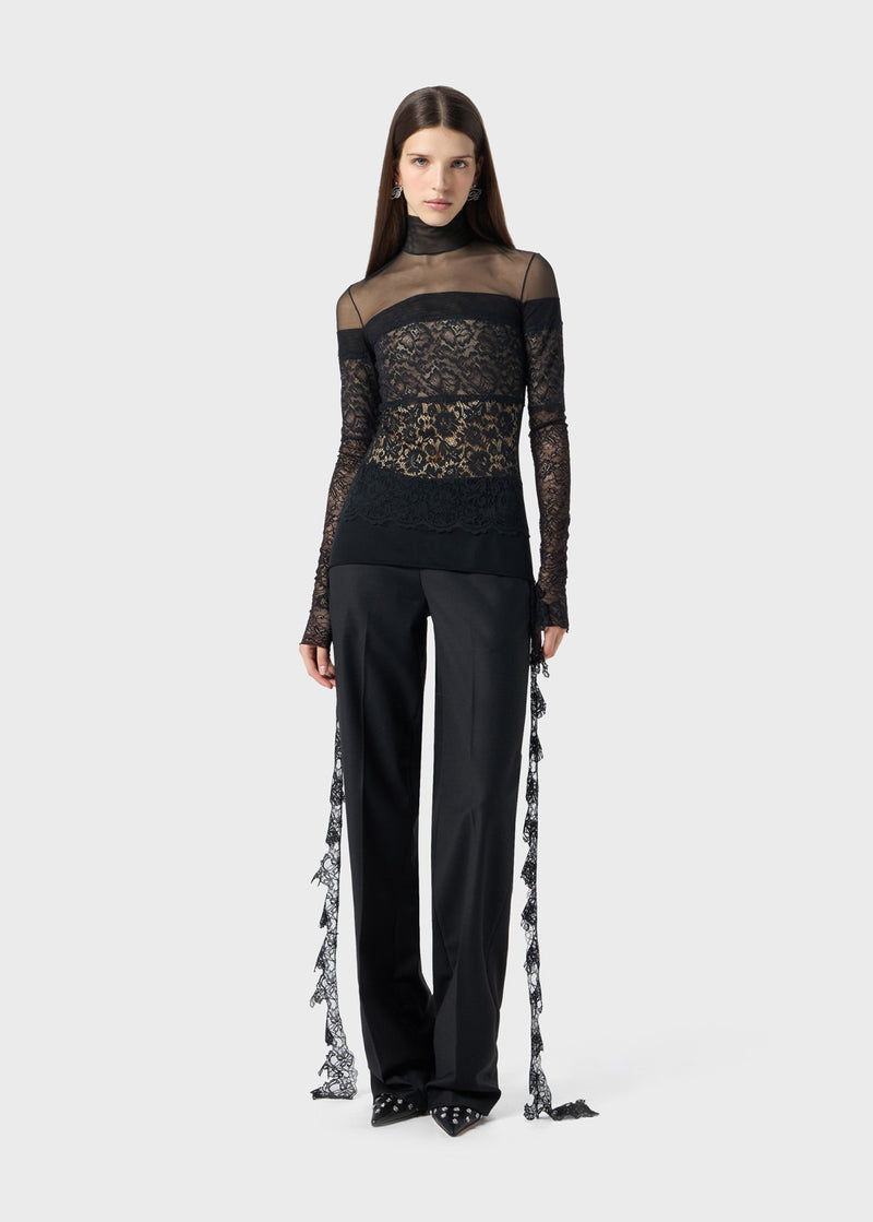 TULLE BLOUSE WITH SCALLOPED LACE