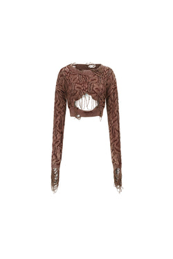 STONE WASHED CUT-OUT TOP DARK PINK