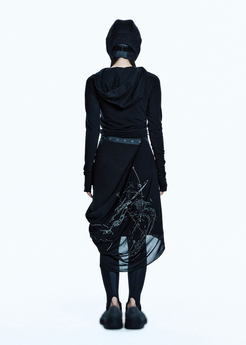 HOODED SHIRRING TOP
