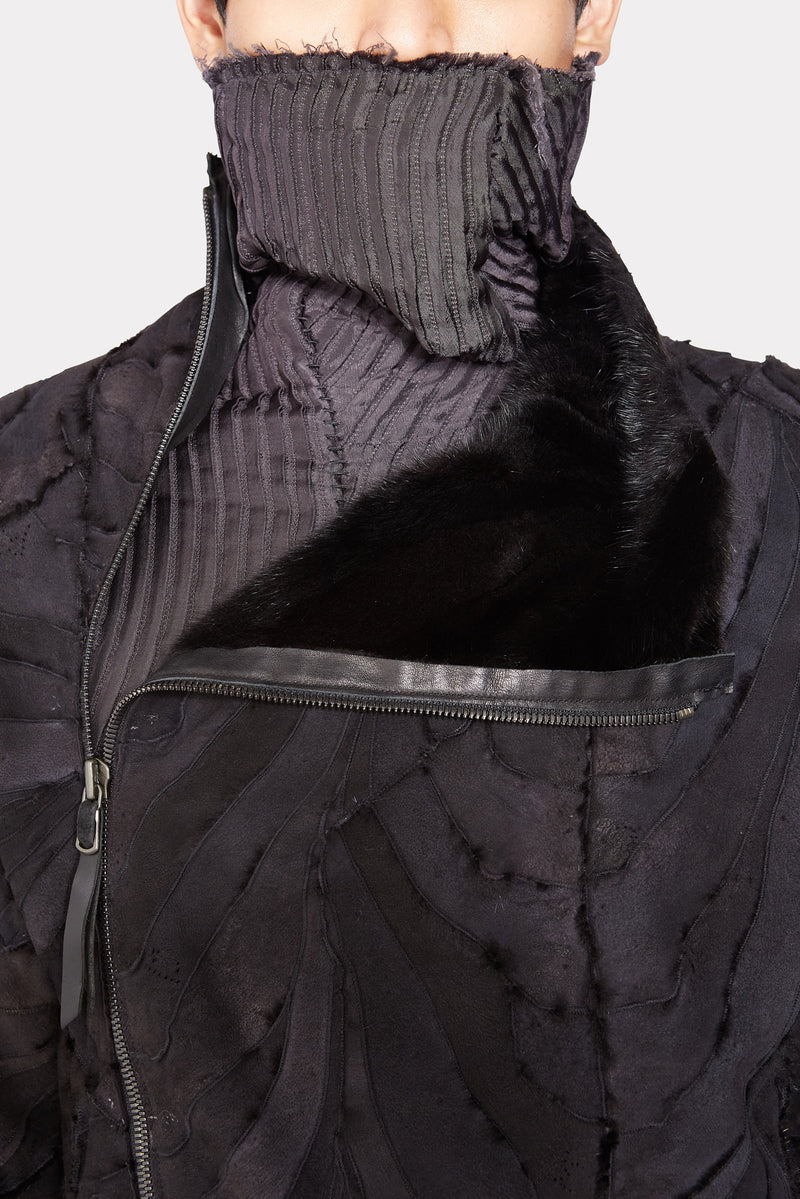 Double Layered Nettle Jacket with Real Mink Fur