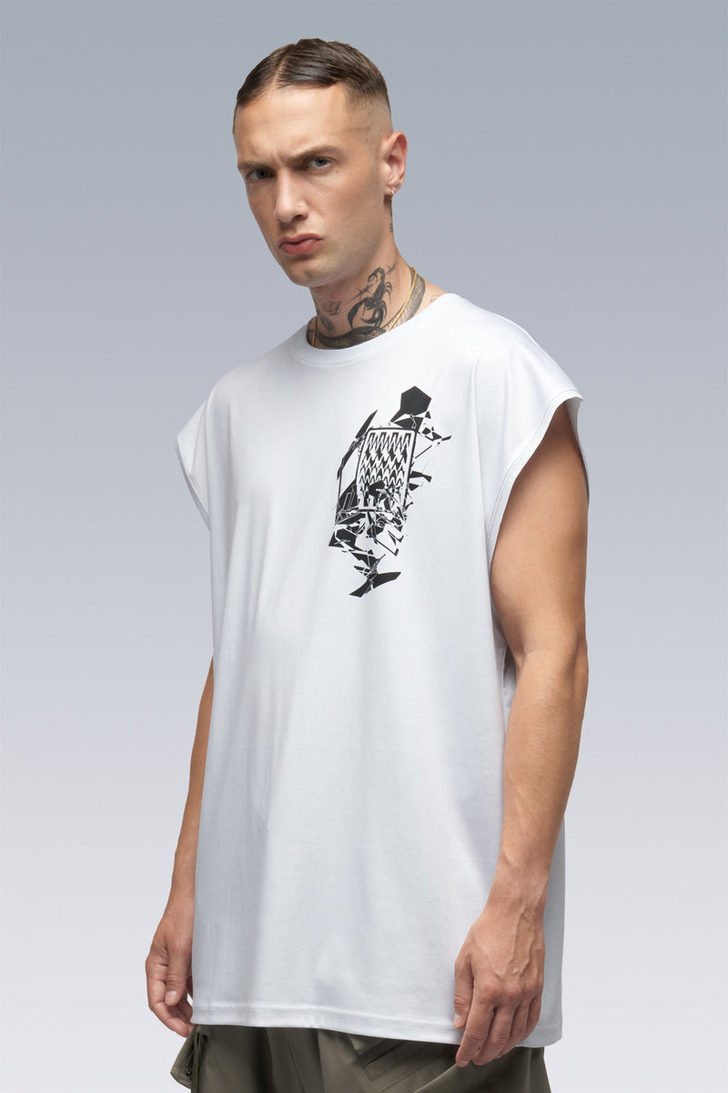 S25-PR-B 100% Cotton Mercerized Sleeveless T-shirt - White