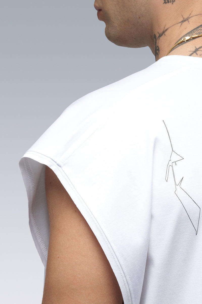 S25-PR-B 100% Cotton Mercerized Sleeveless T-shirt - White