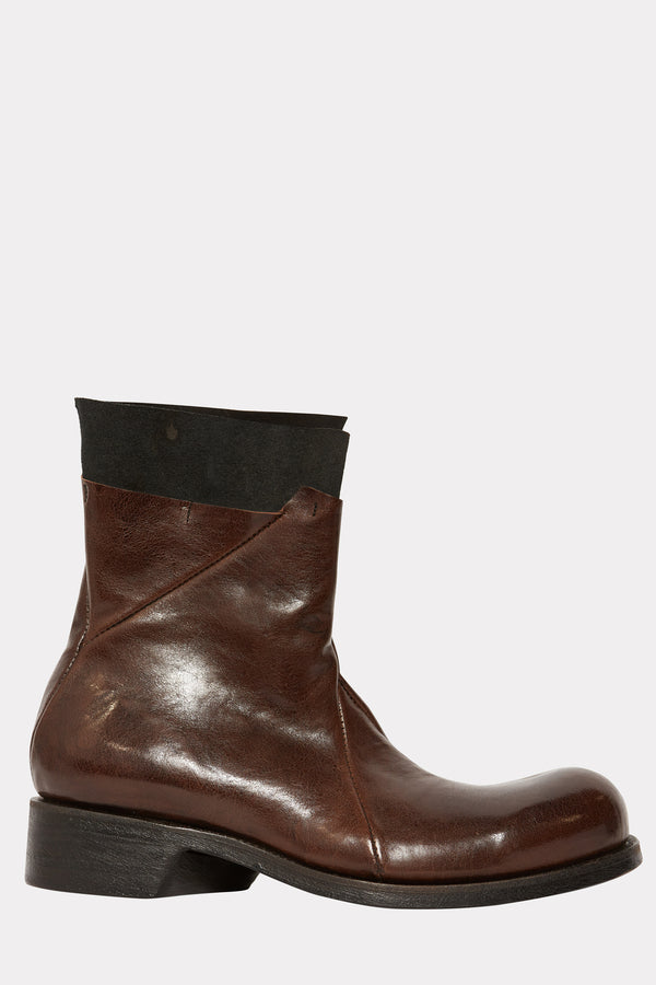 DARK BROWN LEATHER ANKLE BOOT