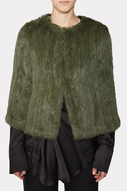 Green Knitted Rabbit Fur Coat