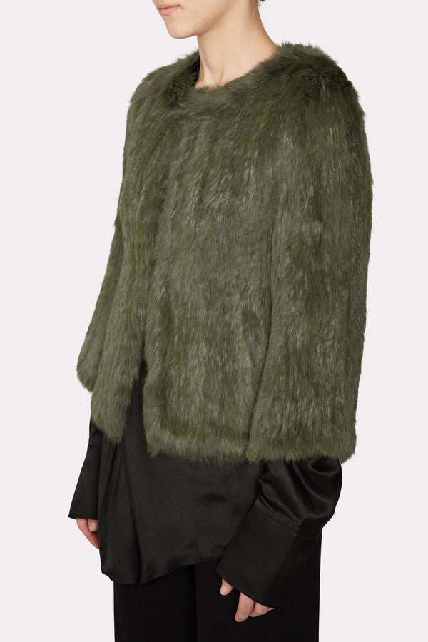 Green Rabbit Fur Coat