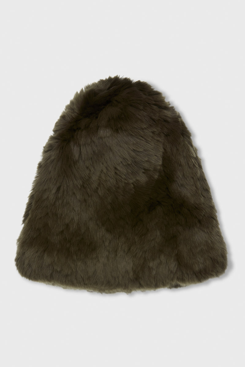 HERBAL TEA KNITTED RABBIT FUR BEANIE
