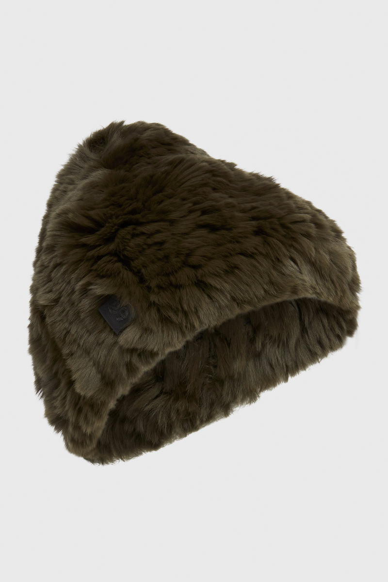 HERBAL TEA KNITTED RABBIT FUR BEANIE