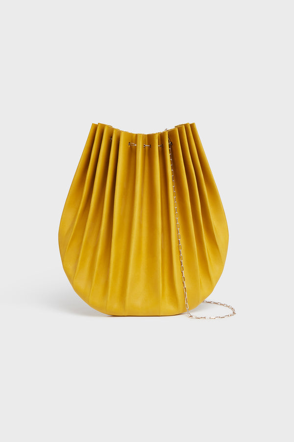 LEMON SMALL LEATHER SHELL BAG WITH CHAIN