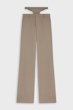 JOHN LAWRENCE SULLIVAN - BEIGE VENETIAN WAIST BELT TROUSERS