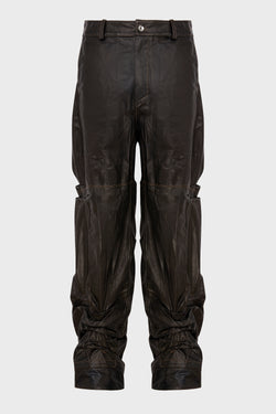 GATHERED LEATHER PANTS