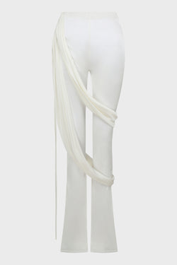 IVORY JERSEY FLARE PANTS WITH DOUBL