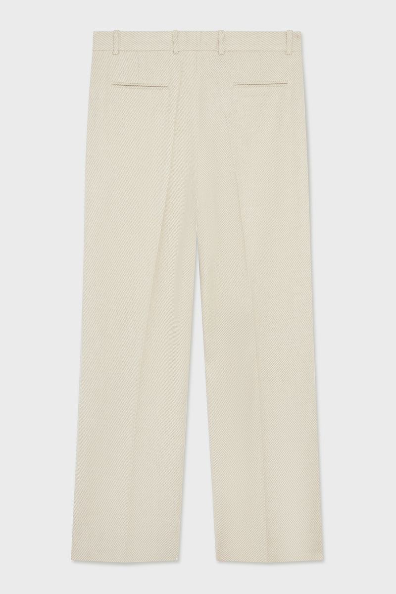 CLASSIC TROUSERS WHITH PLEAT LINEN TWILL SAND