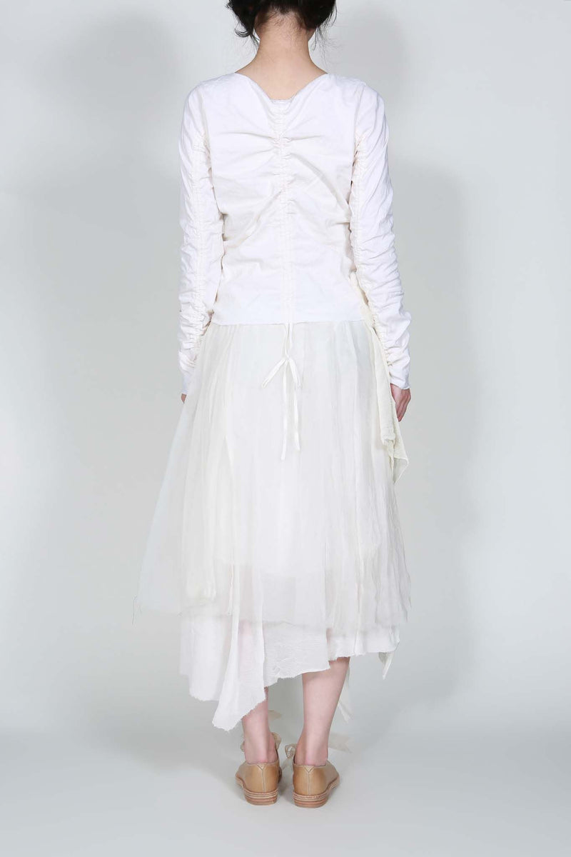 OFF WHITE SOPWITH LAYERED ORGANZA STRETCH DRESS