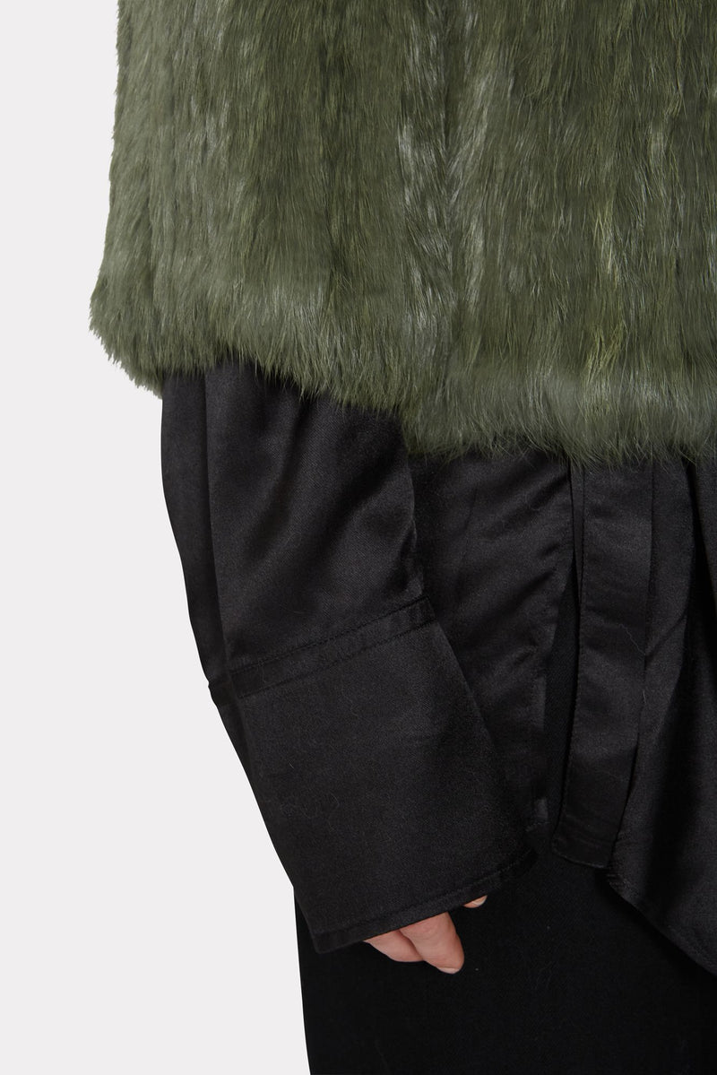 Green Knitted Rabbit Fur Coat