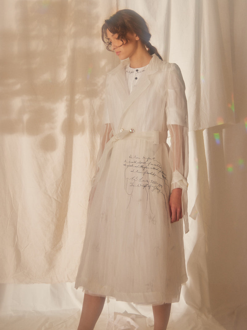 OFF-WHITE HAND STITCH EMBROIDERY POEM COAT